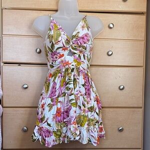 Angie Floral Mini Dress - Purple, Green, Orange